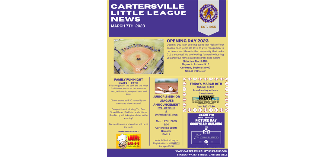 OPENING DAY NEWS